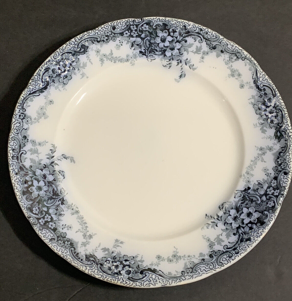 EX RARE Antique Alfred Meakin 9” FLOW BLUE MEDWAY Floral Dinnerware Lunch PLATE