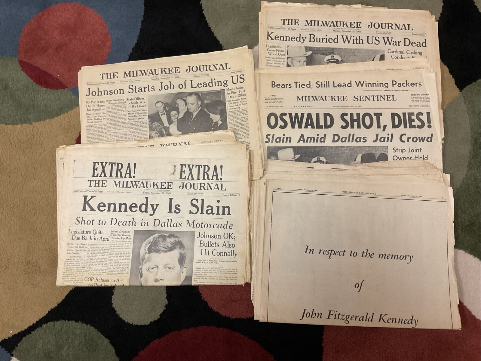 Lot of Milwaukee Journal Newspapers JFK November 1963