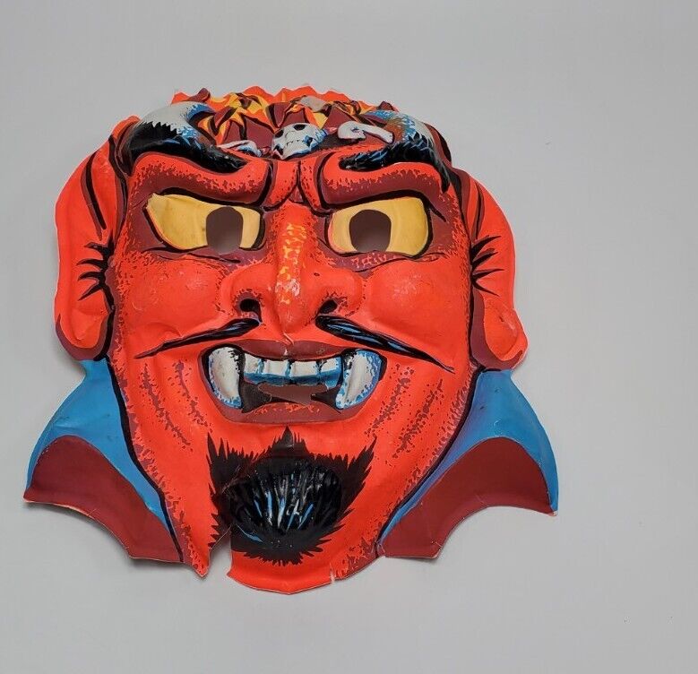 Vintage Ben Cooper Style Dracula Mask RARE Halloween Colorful 