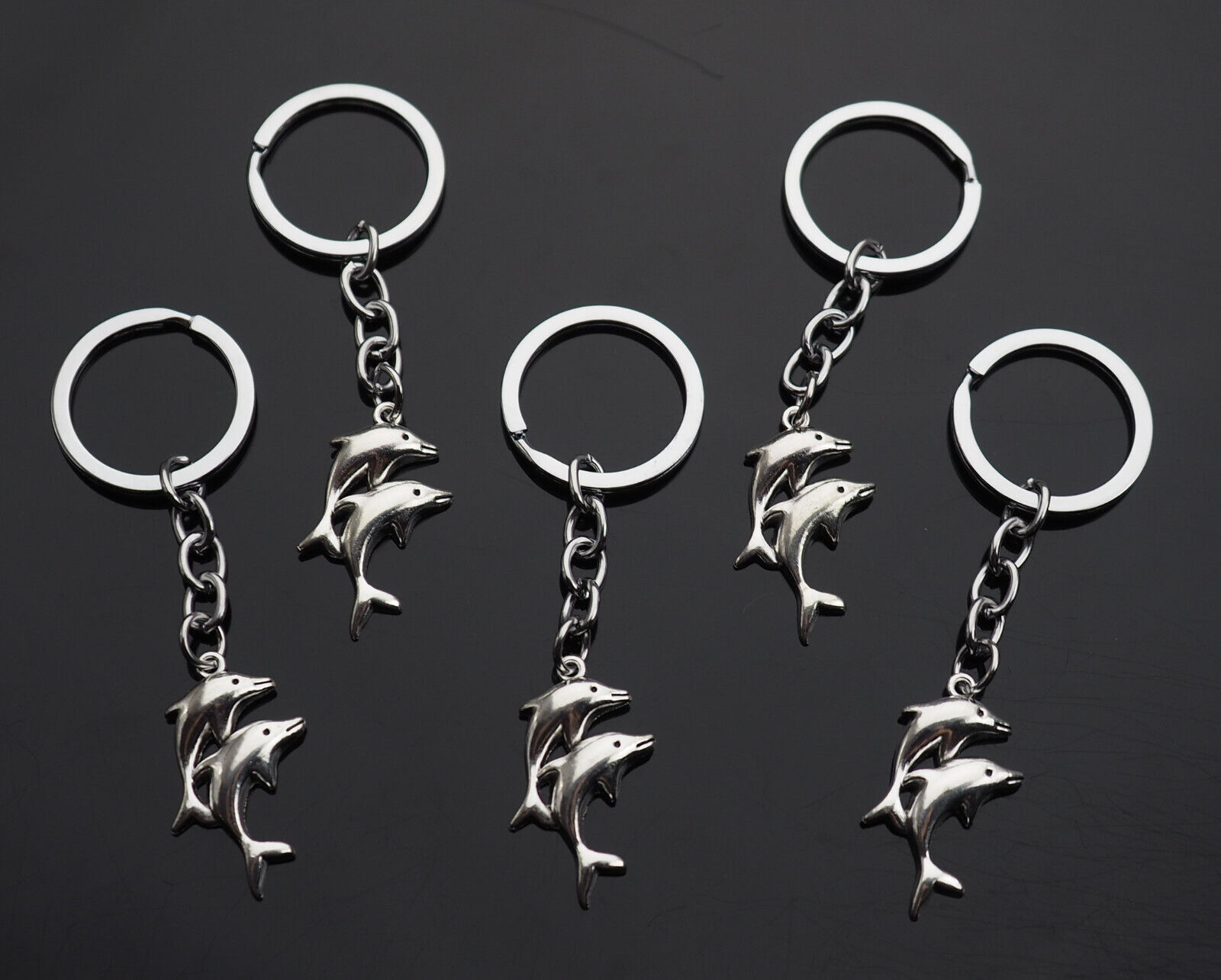 5x PCS - Two Dolphin Swimming Together Keychain Charm Key Chain Gift