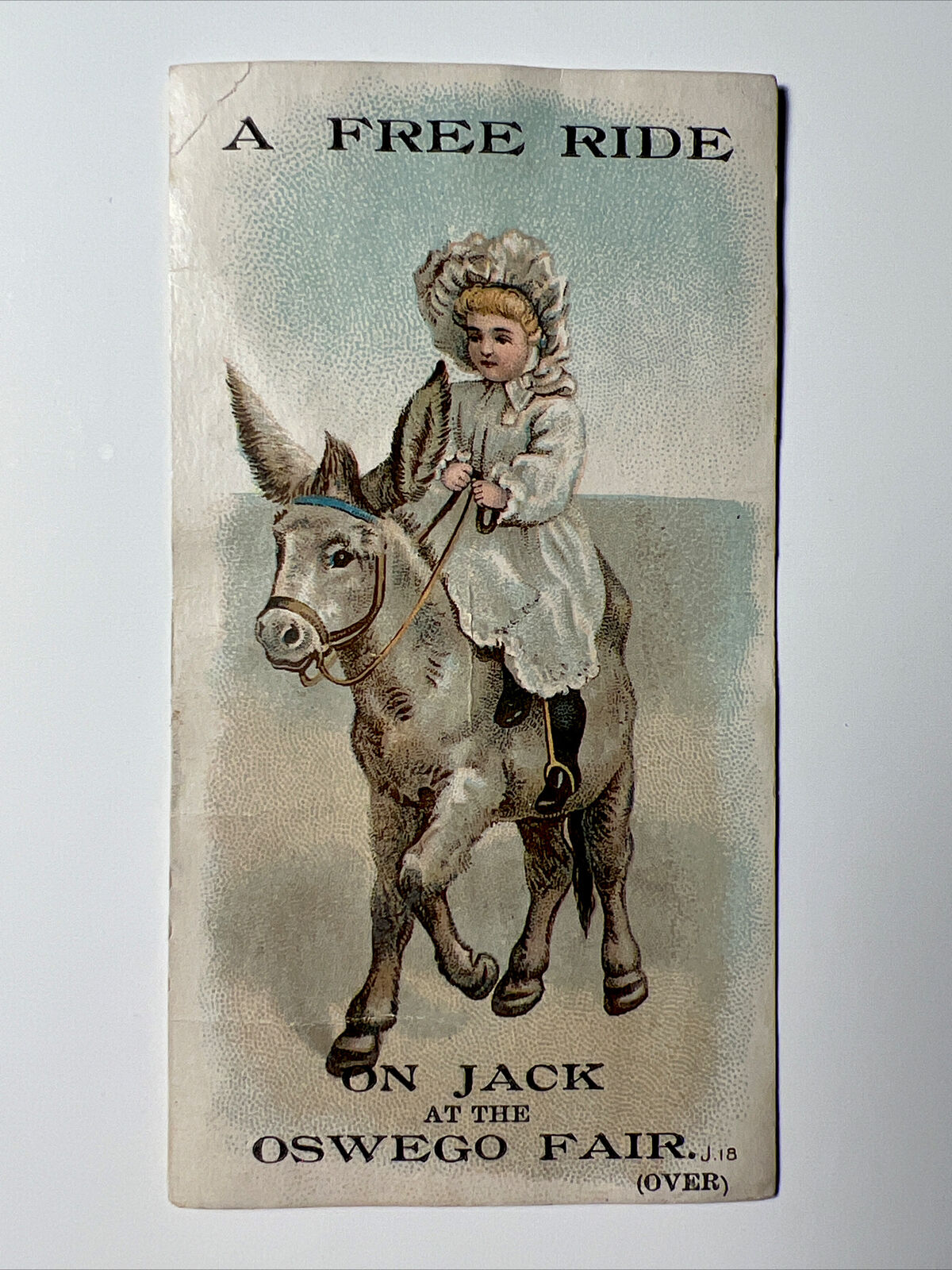 c1880s OSWEGO New York RIDE TICKET on JACK the Spanish DONKEY for Little Girls