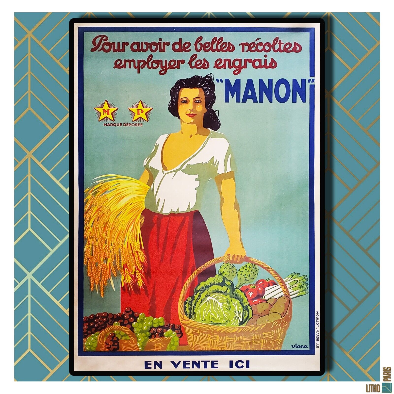 Advertising Posters/1930/ Viano/ Manon/ Women/ Angrais/ Vintage/ Original/ Rare
