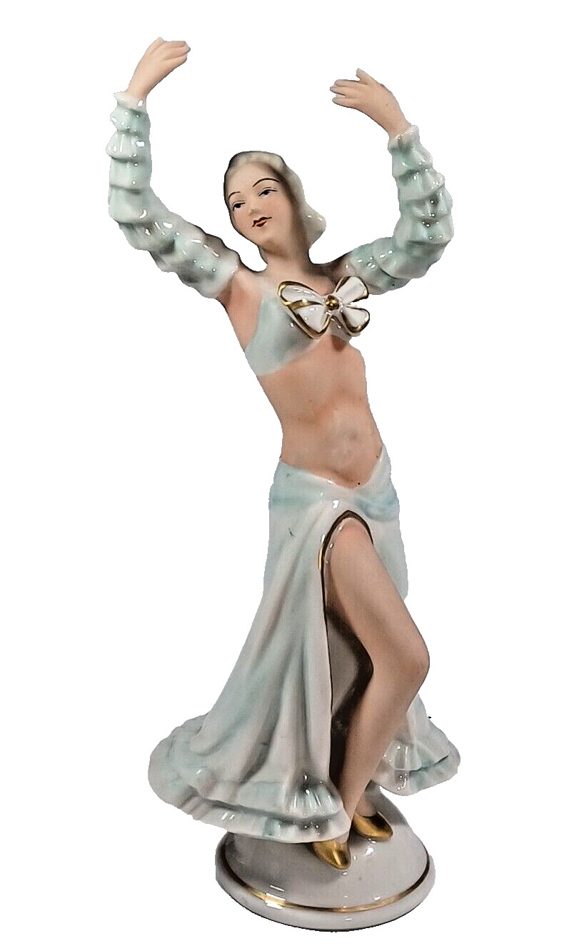 Vtg Wallendorf 1764  Art Deco Showgirl Flamenco Dancer Woman Porcelain Figurine