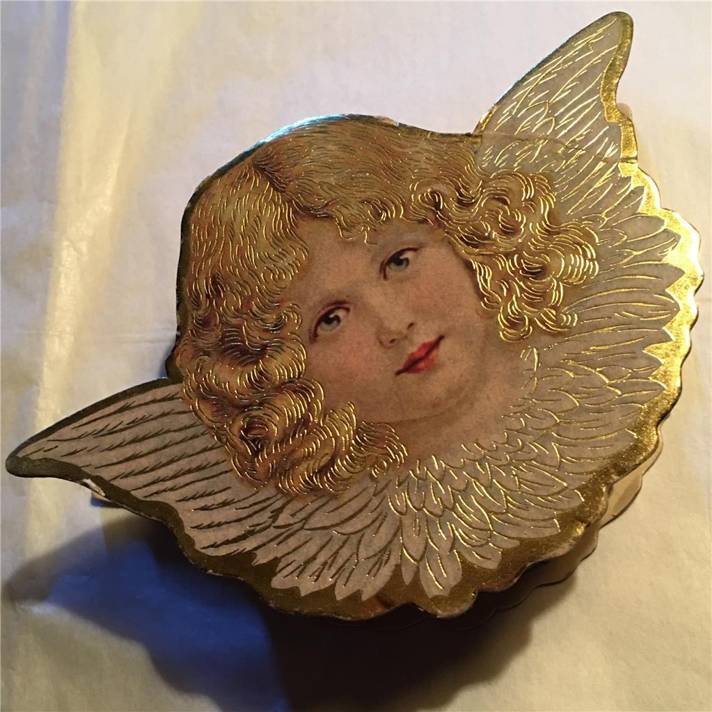Vtg 1981 Merrimack ANGEL Ornament Trinket Box Xmas Victorian Replica Die Cut