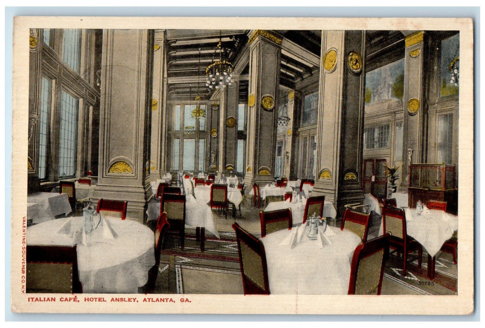 c1940\'s Italian Cafe Hotel Ansley Interior Dining Room Atlanta GA Postcard