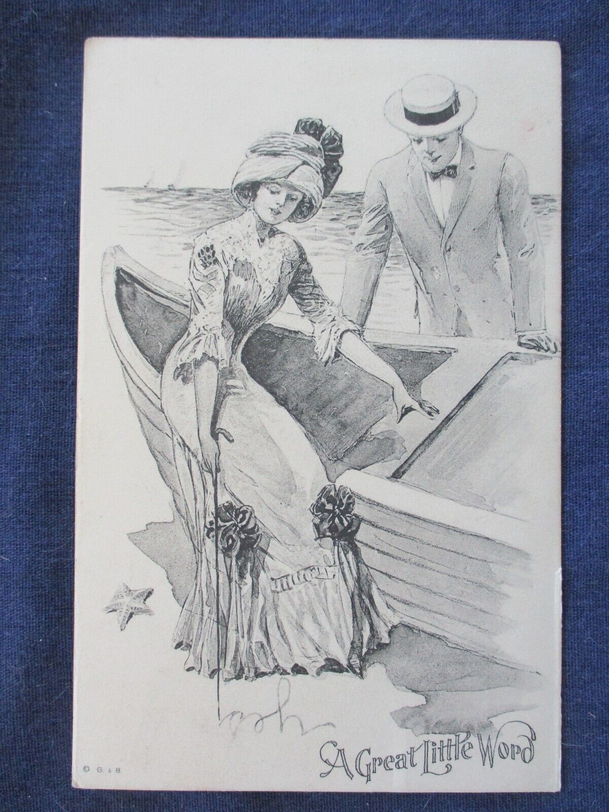 1912 Victorian Beach Seashore Romance Greeting Postcard