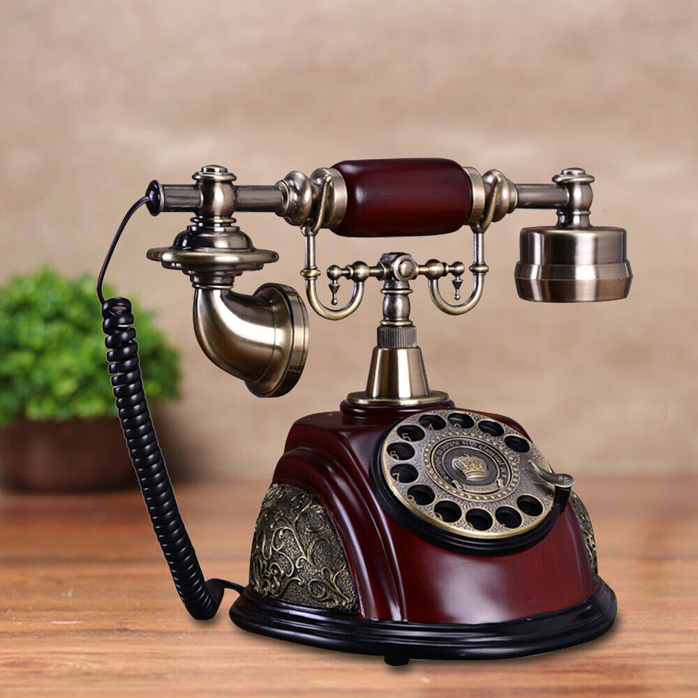 Retro Old-fashion Handset Telephone Vintage Rotary Phone Home Office Decoration