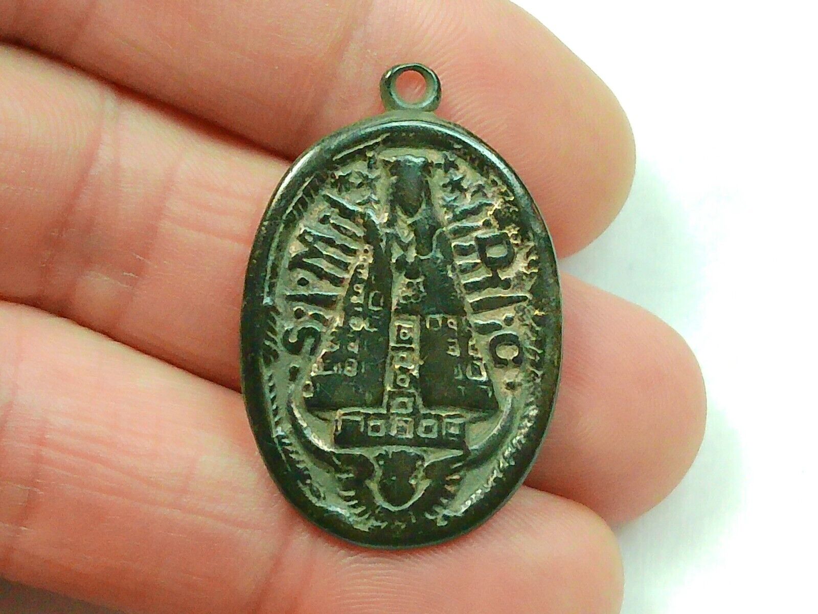 Ancient, excavated apx 17th Century St. Maria De Guadalupe Religious Medal