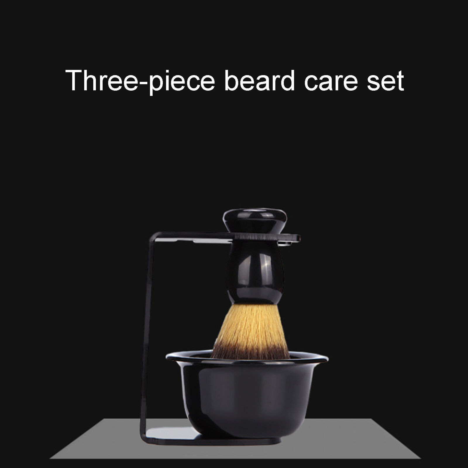 Beard Shaving Brush 3pcs ABS Shaving Stand Large‑Capacity Bowl Not Pierce Face