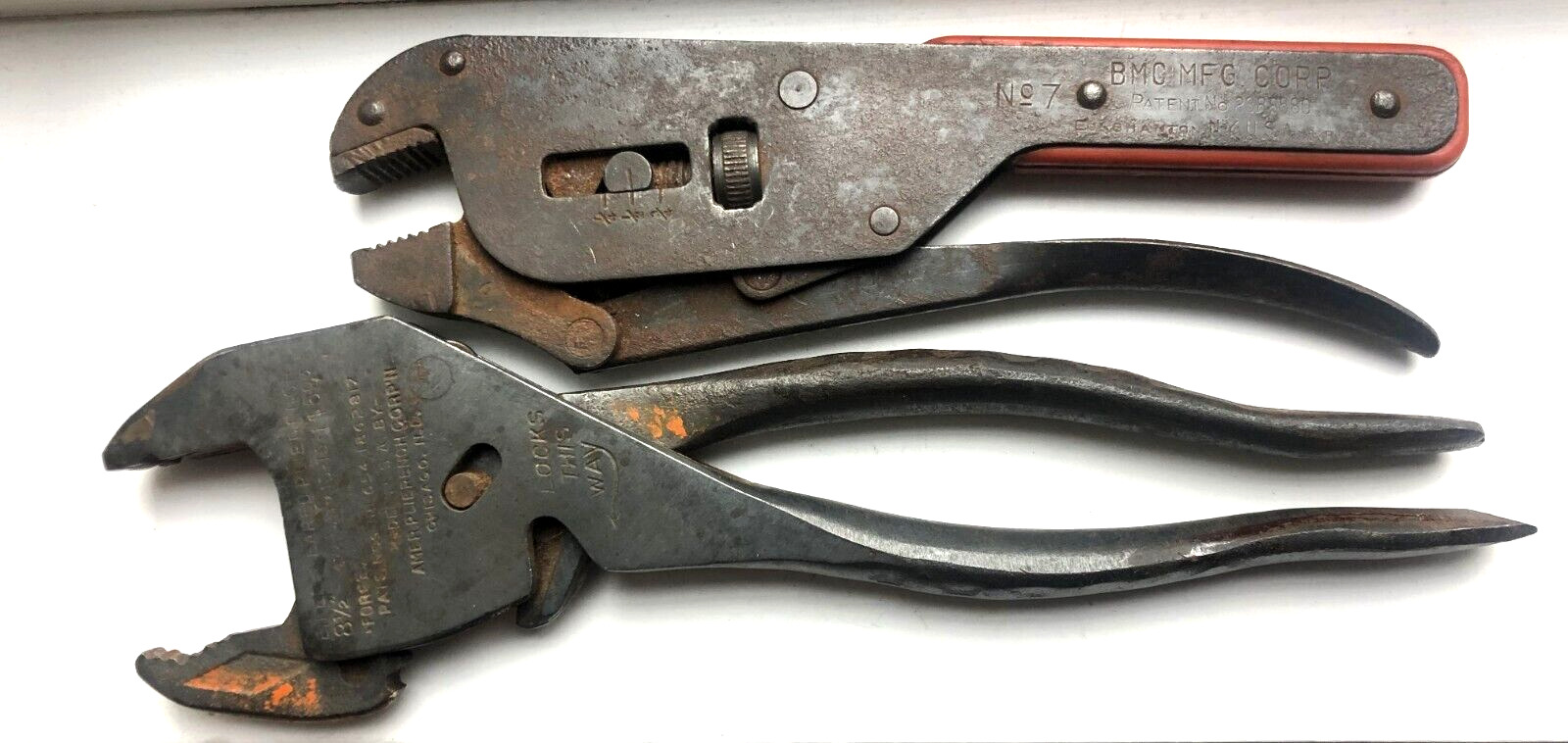 Antique Eifel Pleirench and BMC MFG Corp No. 7 Adjustable Locking Pliers