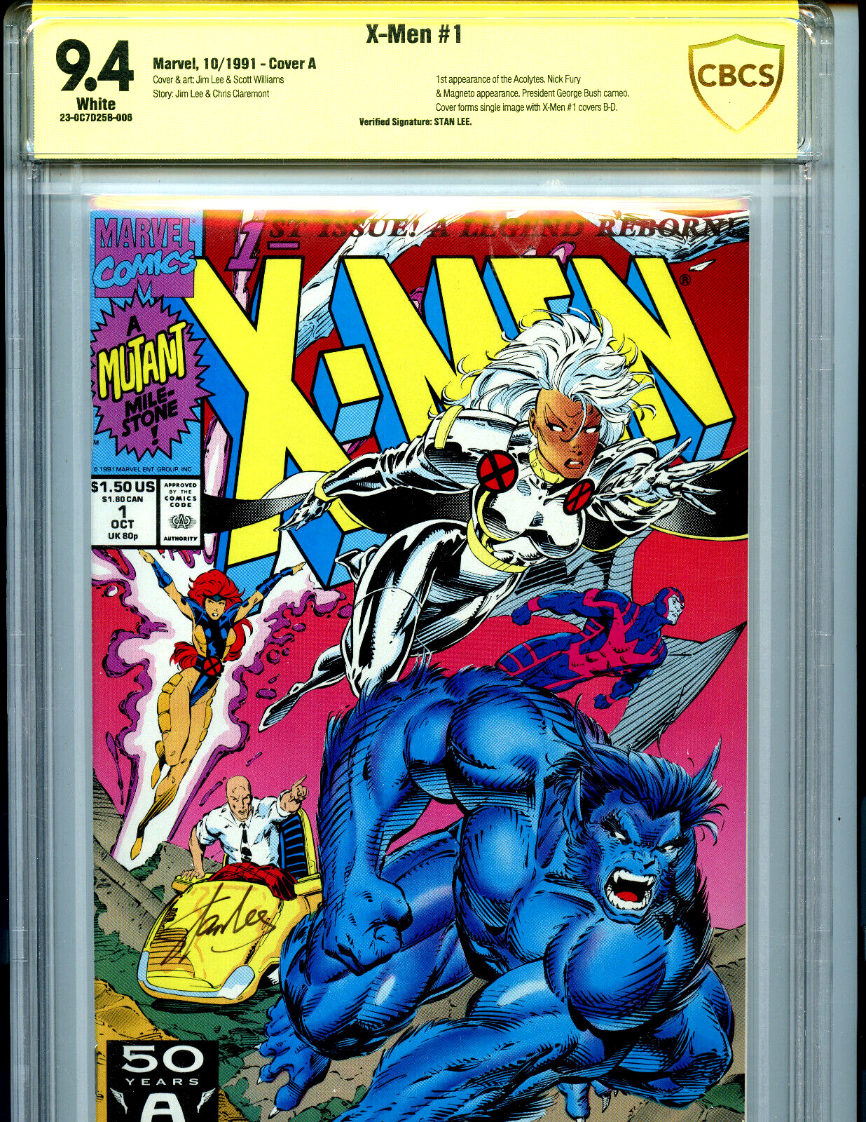 X-Men #1A CBCS 9.4 ASP BGS Verified Stan Lee Signature Yellow Label Marvel SL3