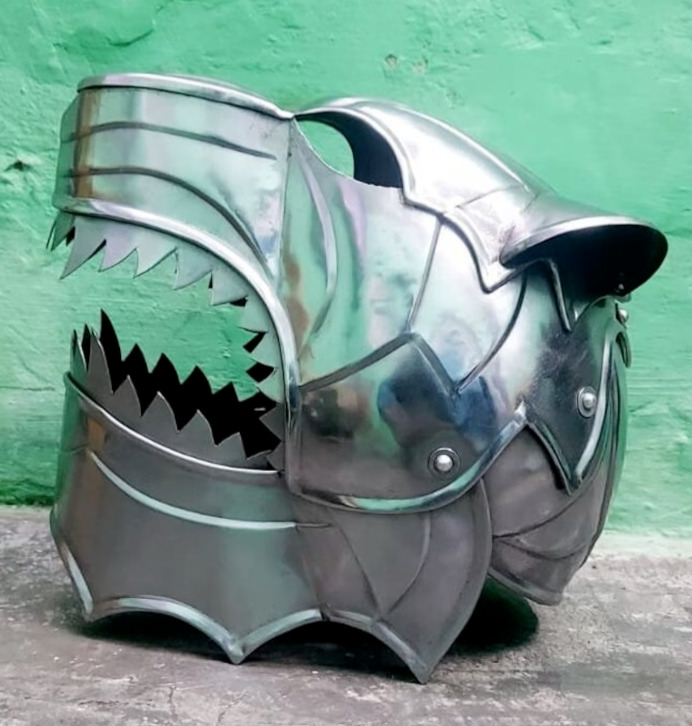 Wolf Helmet - Medieval Wolf Head Helmet - Premium 14 Gauge Steel - Battle Ready