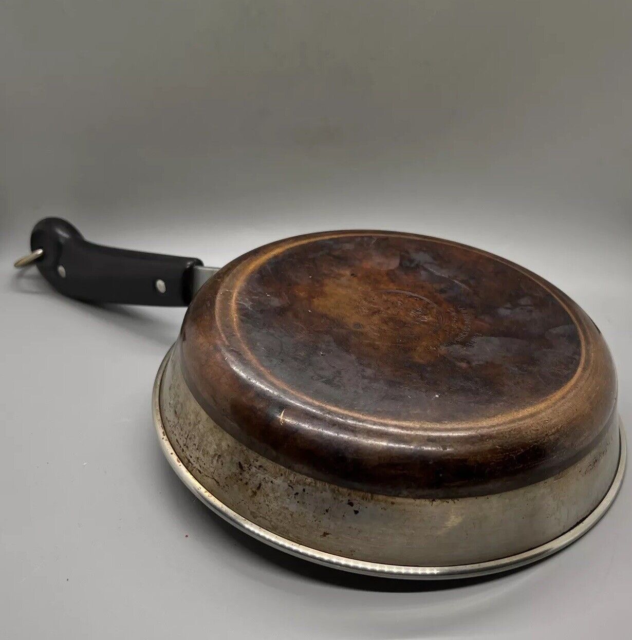 Vintage Revere Ware Copper Clad 1801 Pat 2272609 8” Skillet Fry Pan w Lid