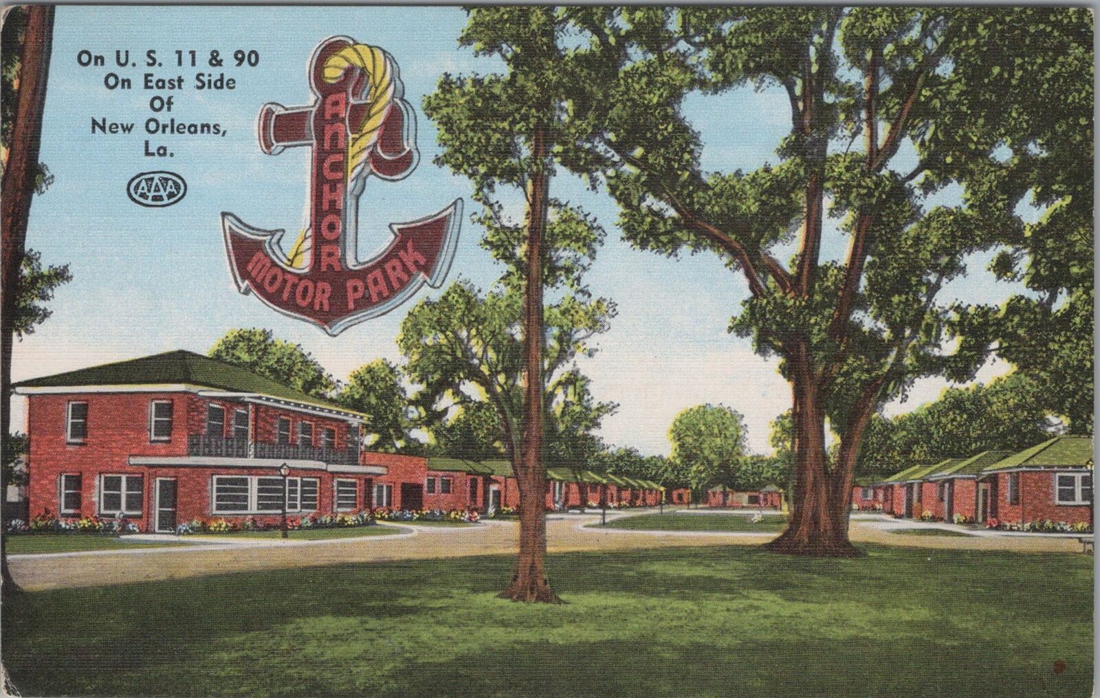 Postcard Anchor Motor Park On US 11 & 90 East Side New Orleans LA 