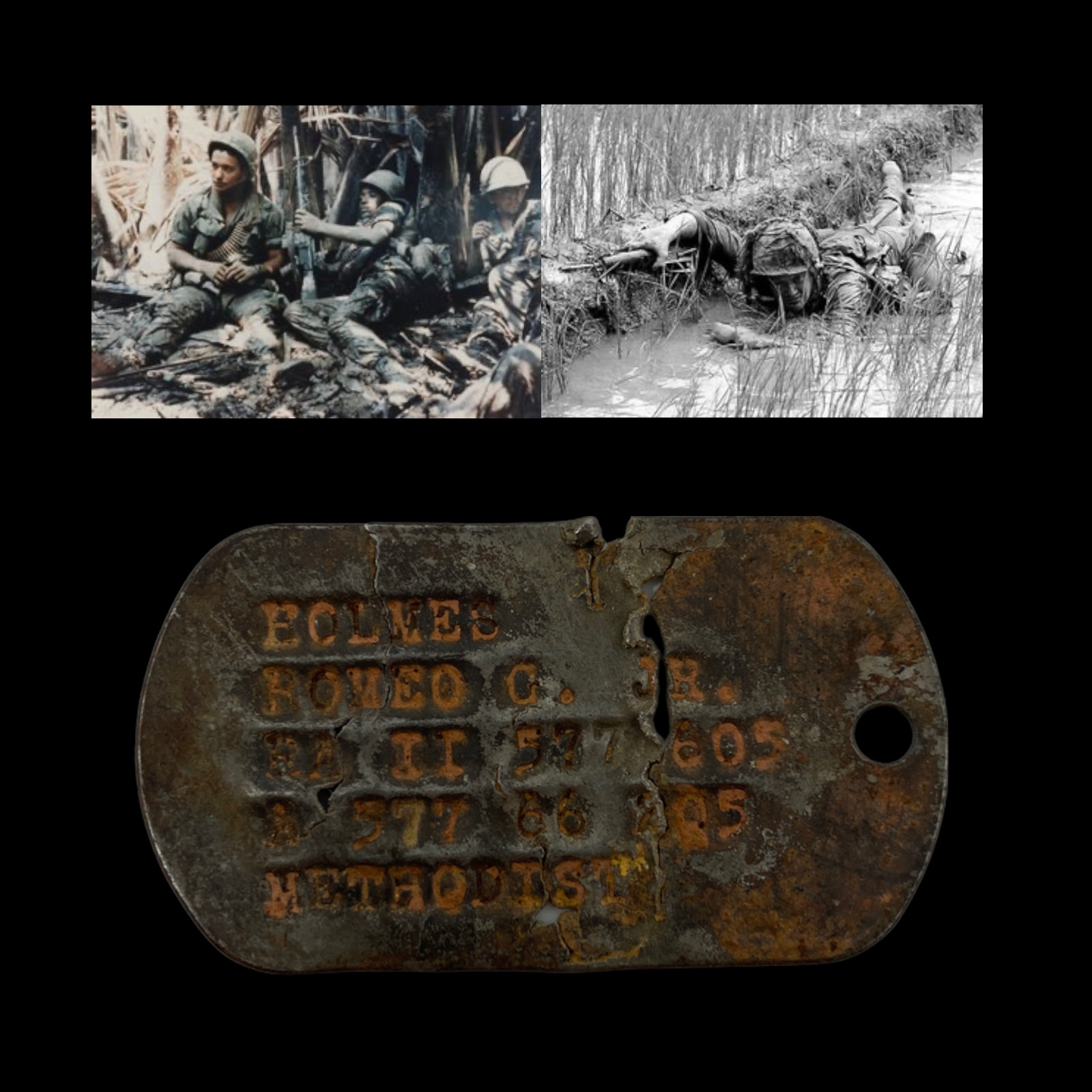RARE Vietnam War TET OFFENSIVE Rice Paddy Battlefield U.S. Infantry Dog Tag