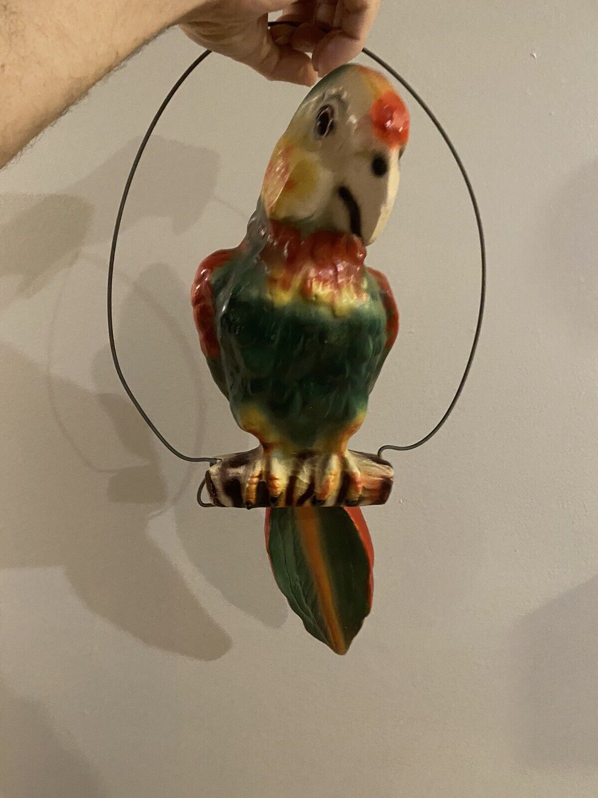 Vintage Swinging Parrot RARE. RARE. RARE     ITS A BANK  19 Inch.   Read 