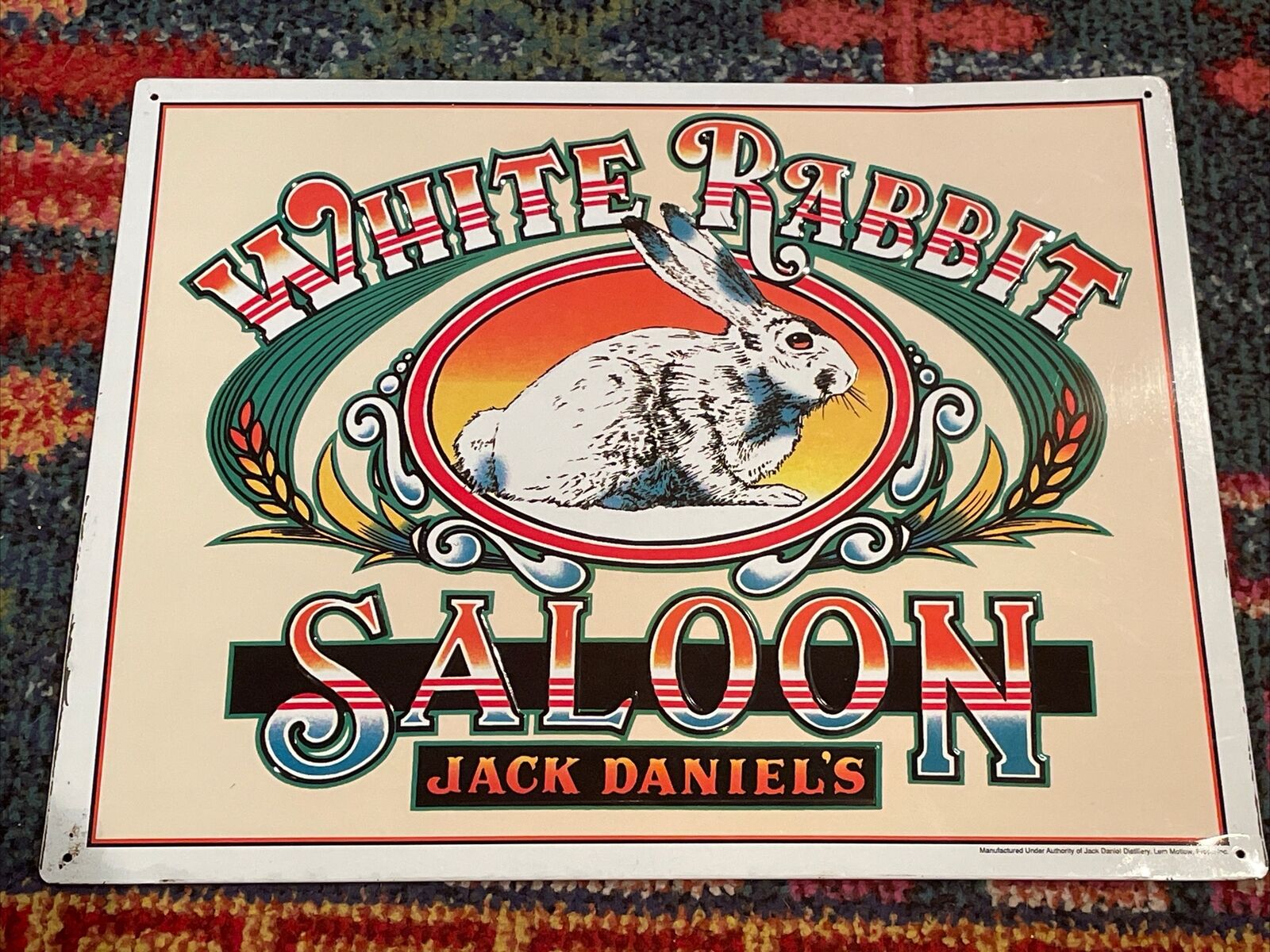 Jack Daniels Tennessee Whiskey White Rabbit Saloon Tin Sign Vintage ~ 17” x 13”