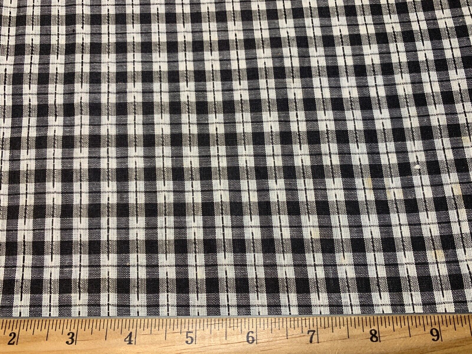 Antique Vintage Cotton Fabric Late 1800s Early 1900s Black&White Homespun 1/2yd