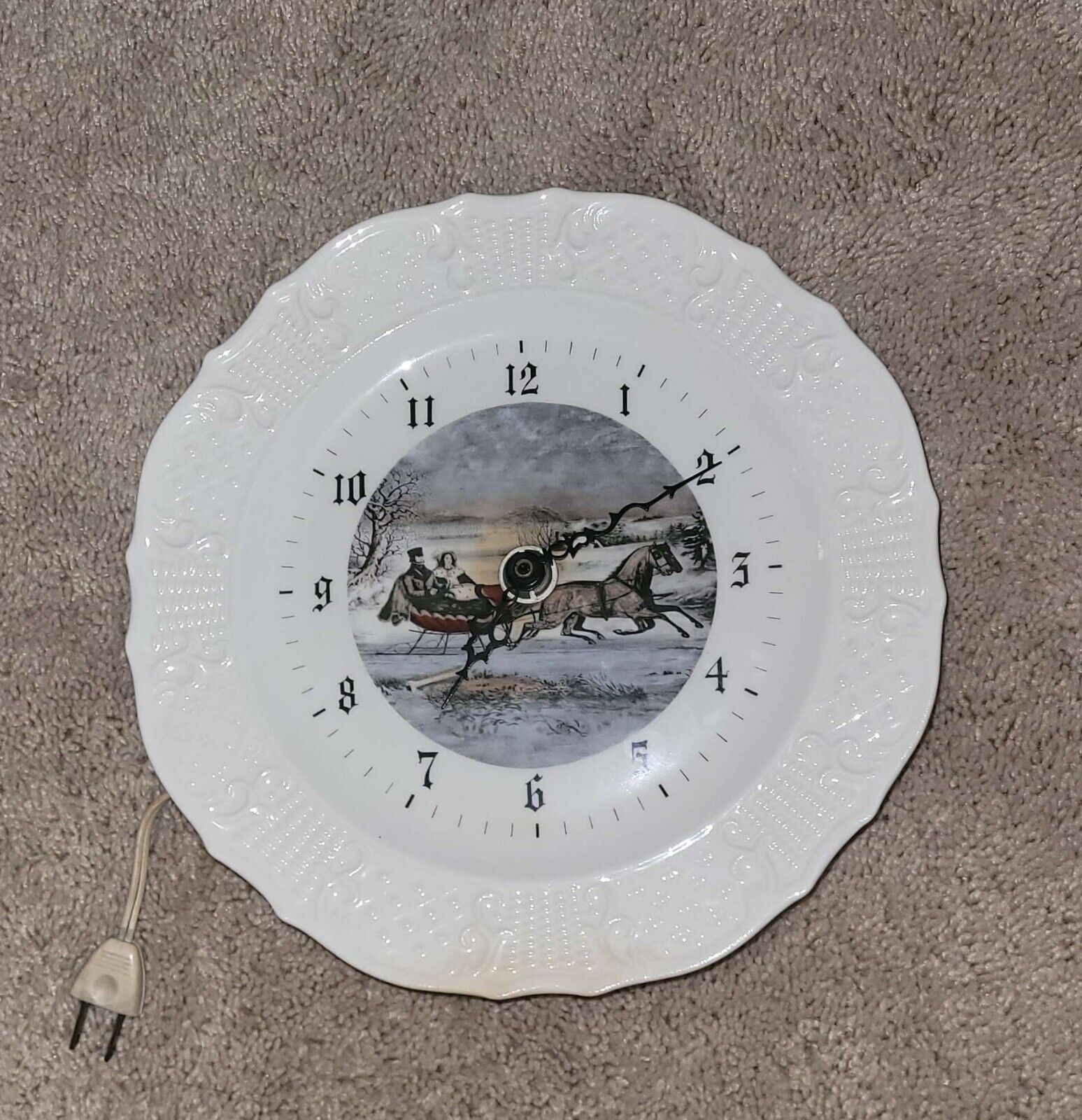Antique Hand-painted Porcelain Clock 1960 - Delano Studio - Good Condition