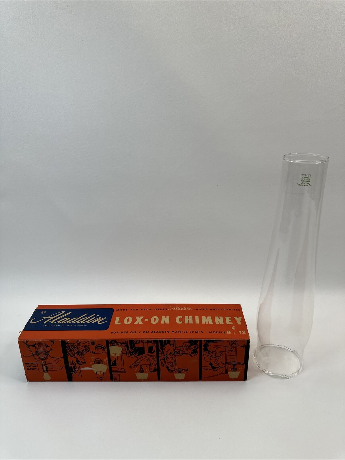 VTG Antique Pyrex Glass Aladdin Lamp Kerosene Lox-on Chimney Model B or 12