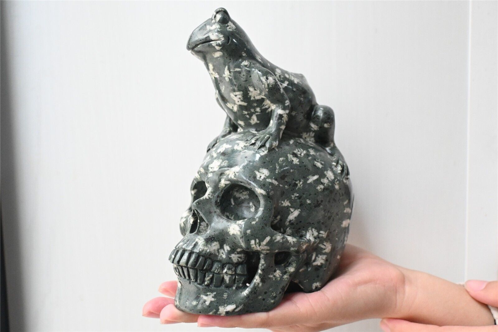 1.97kg natural unknown frog skull Quartz Crystal Carved skull Reiki XK2546