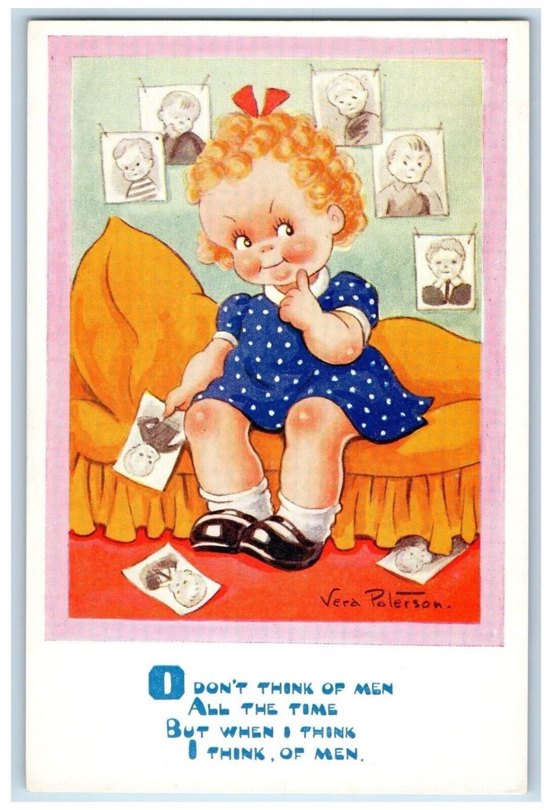 Vera Paterson Artist Signed Postcard Comic Little Girl Don't Think Of Men