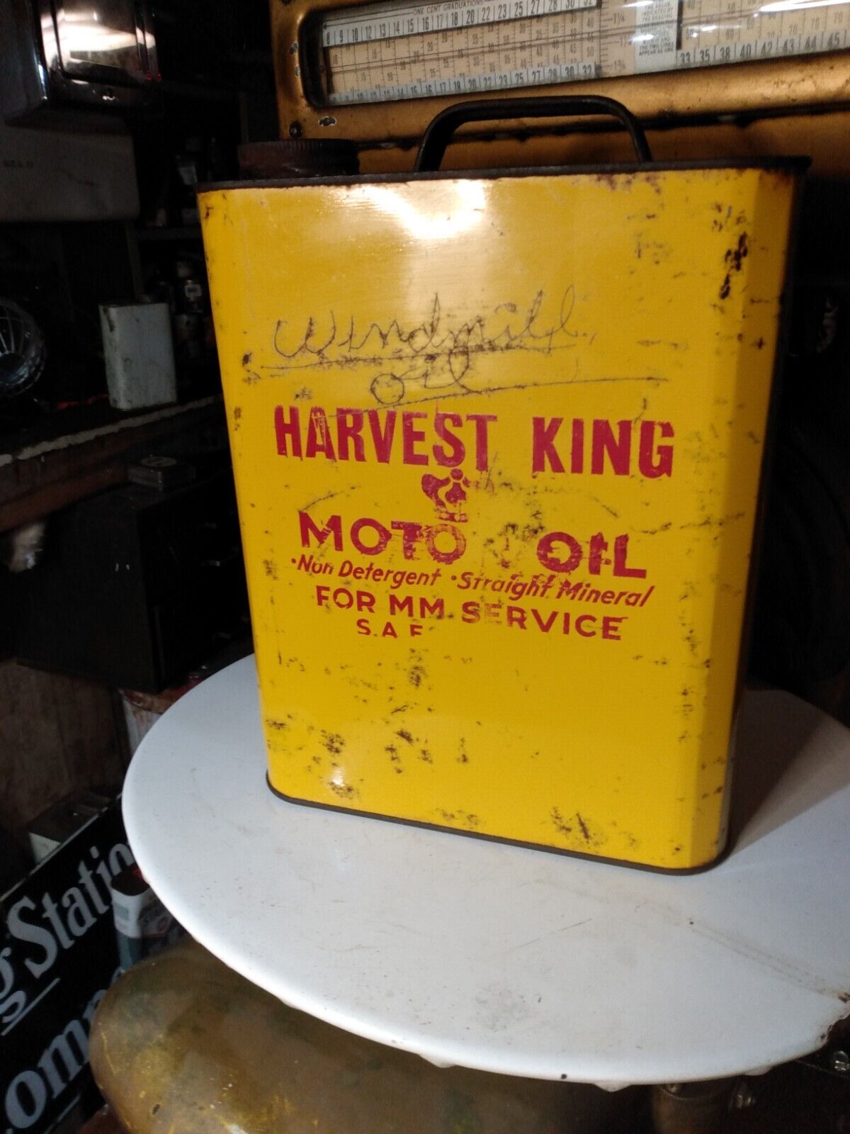 Vintage 2 Gallon Harvest King Motor Oil Can Rare