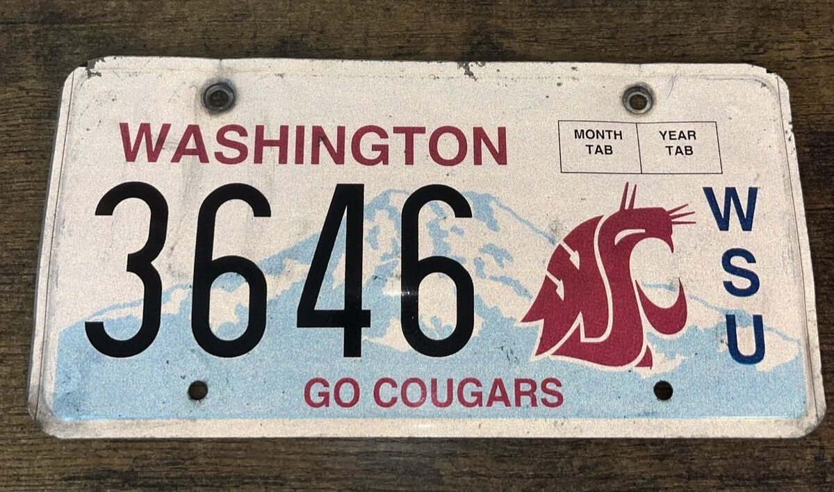 2014 Washington State University WSU License Plate- White Front Plate
