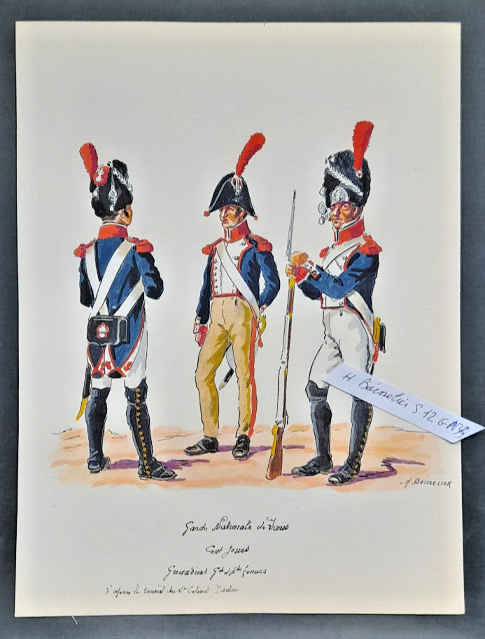 H. Boisselier superb original painting National Guard of Paris One Hundred Days Gre
