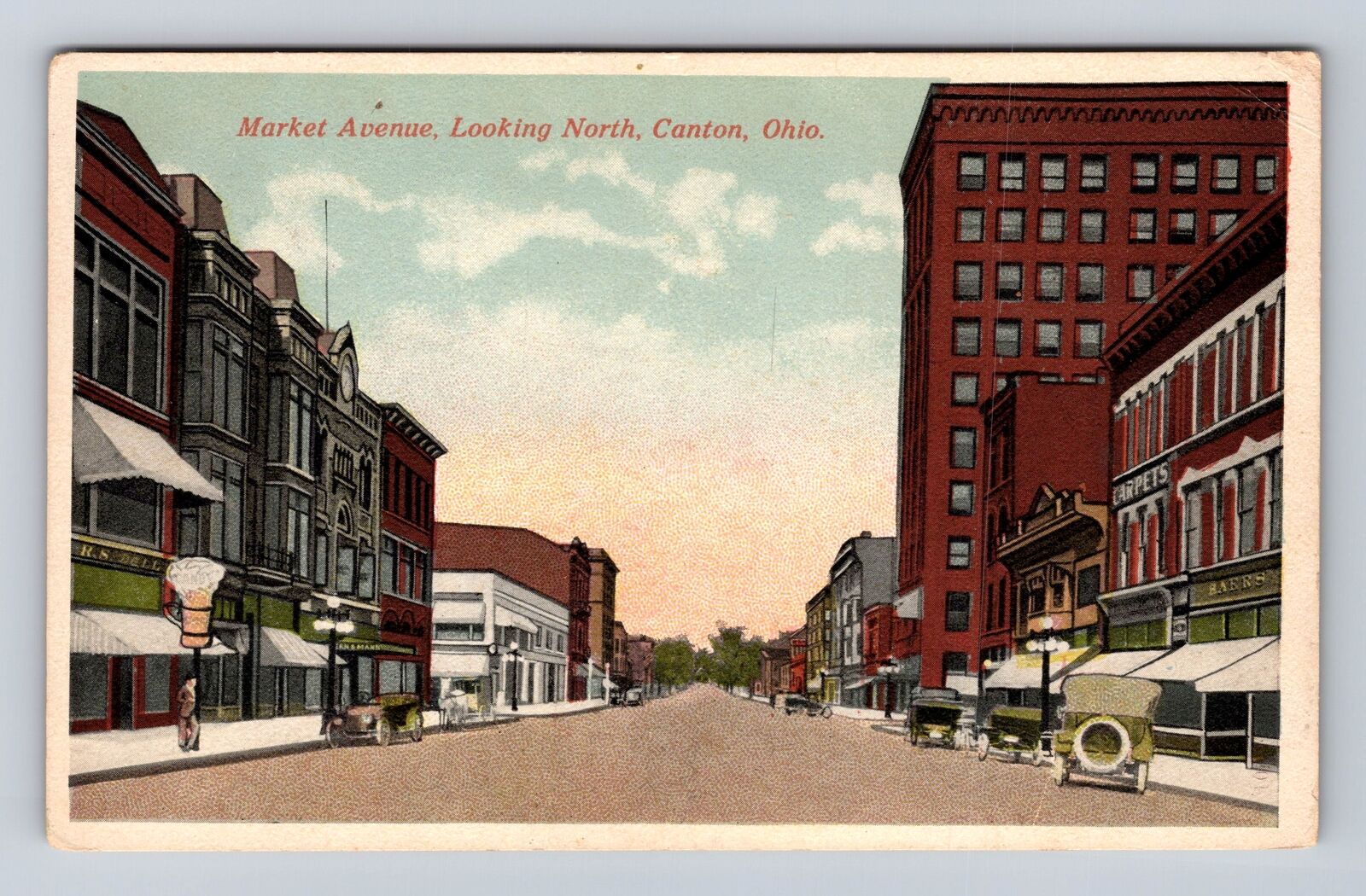 North Canton OH-Ohio, Market Avenue Looking North, Antique Vintage Postcard