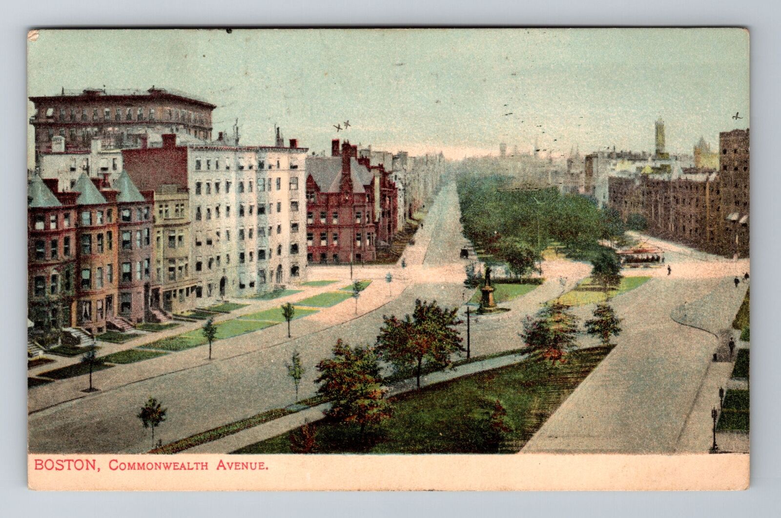 Boston, MA-Massachusetts, Commonwealth Avenue Antique c1908, Vintage Postcard