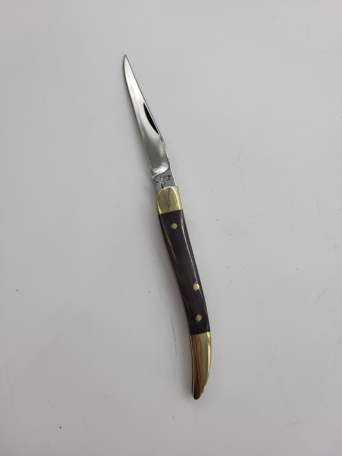 German Bull Black Polished Wood Handle Single Blade Pocket Folding Knife