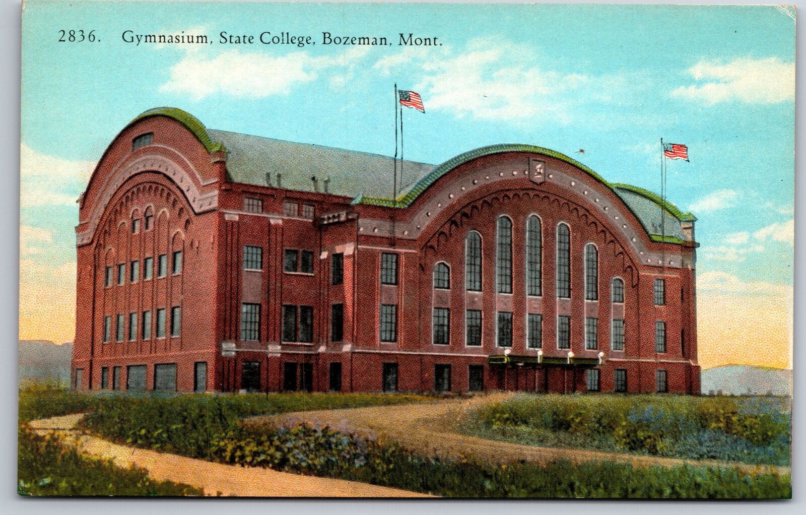 Bozeman Montana~State College Gymnasium~Basketball Courts~c1910 Postcard