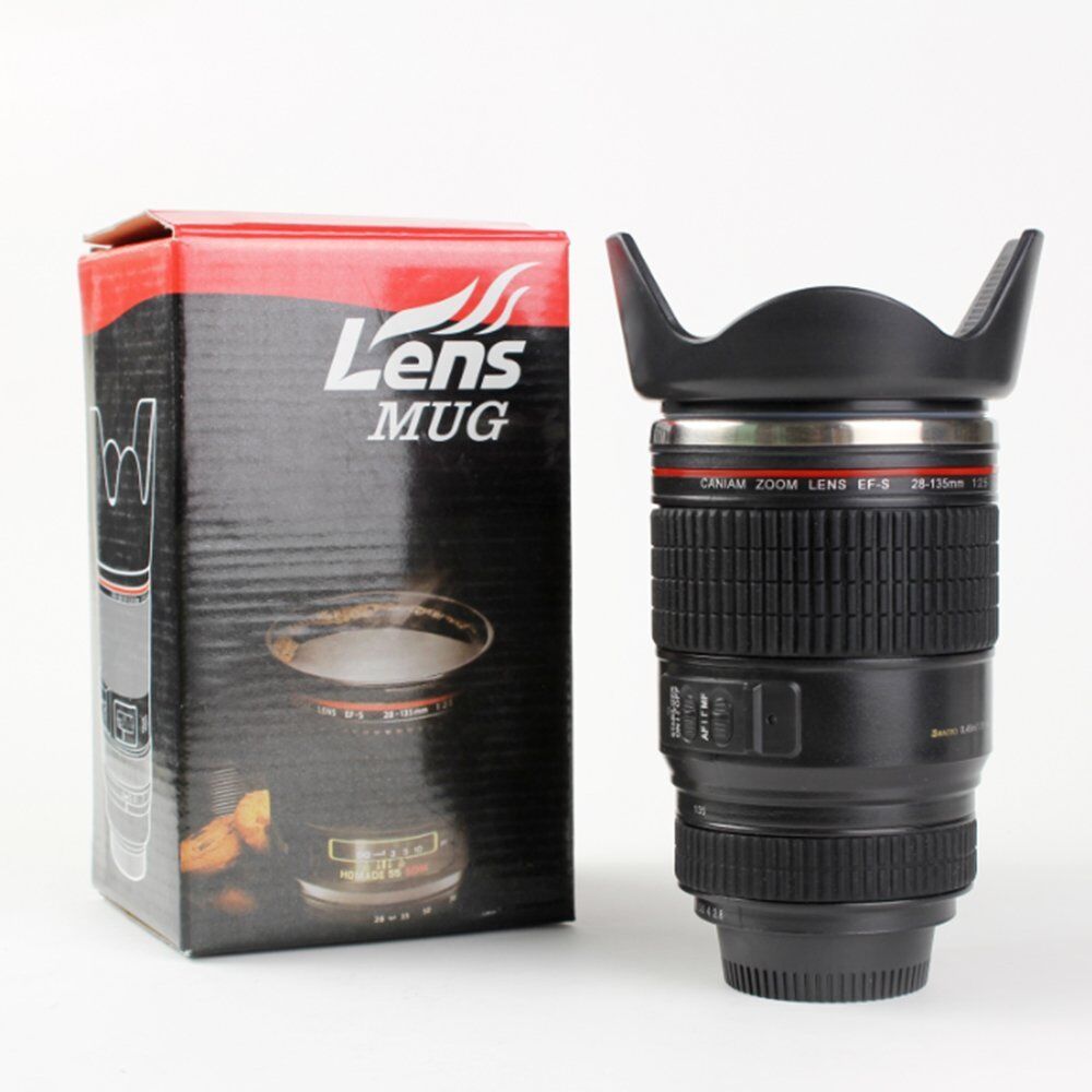 Stainless Steel Camera Lens Cup Canon  Camera Lens Coffee Travel Mug With Holder