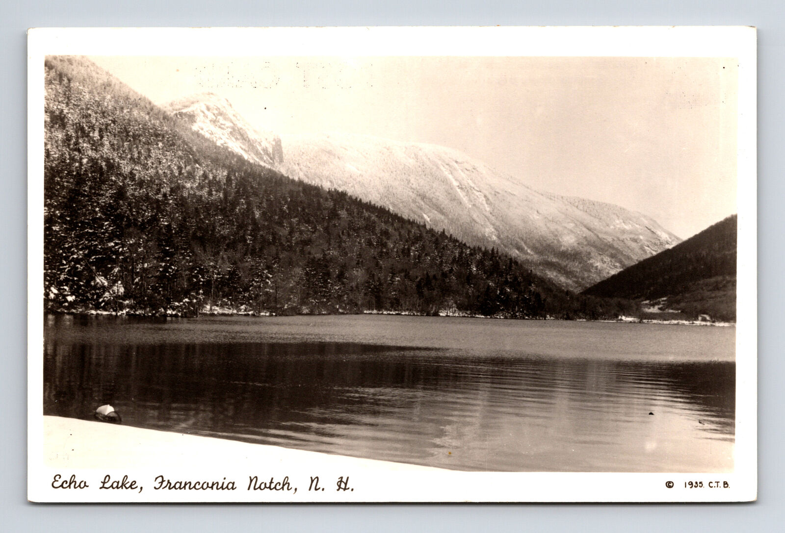 1935 RPPC Scenic View Echo Lake Franconia Notch NH CT Bodwell Postcard