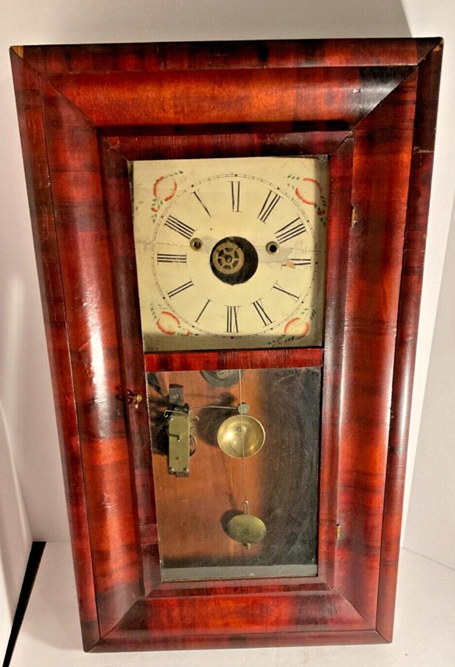 Wooden Antique Shelf Clock Forestville Manufacturing Bristol CT.