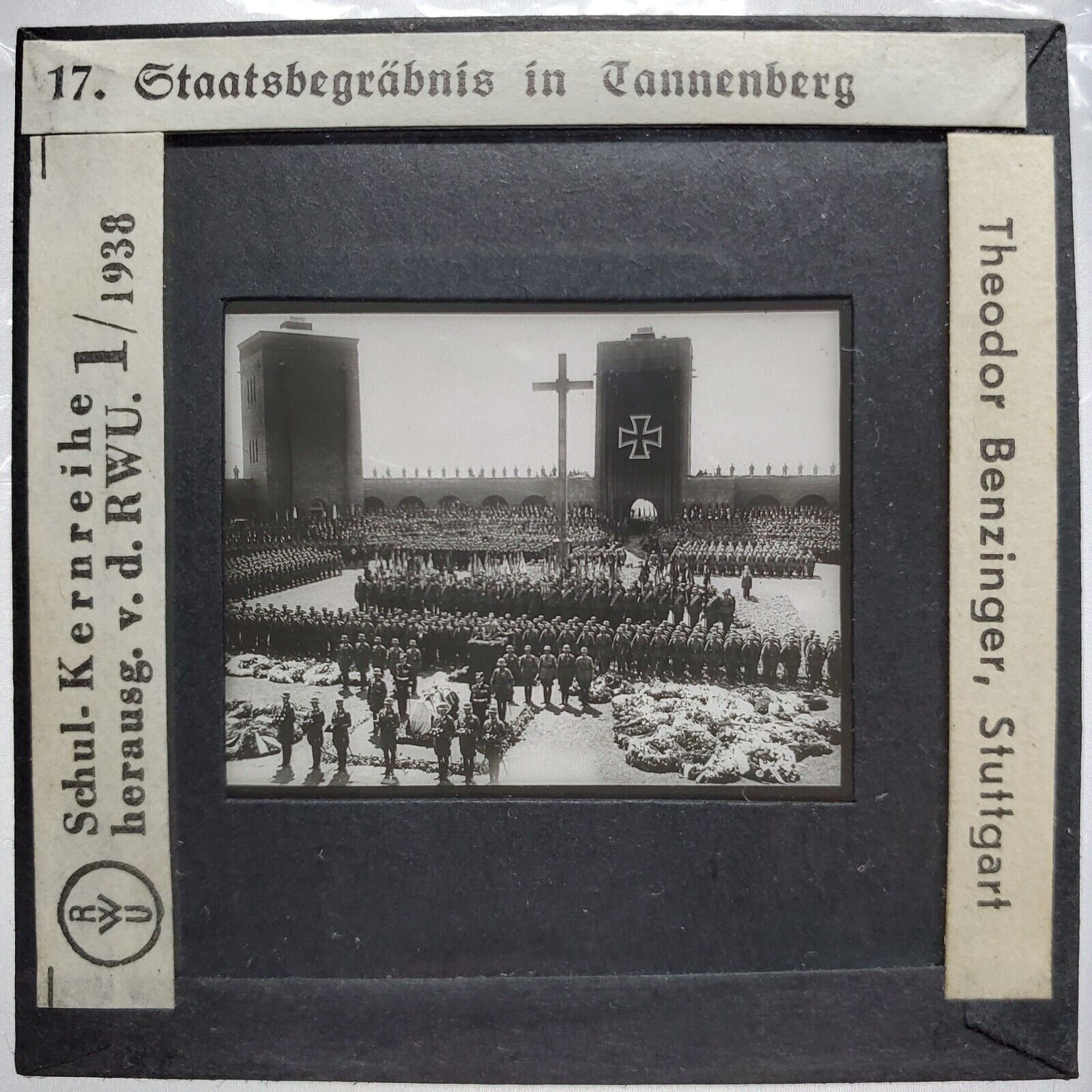 WW1 Germany Hindenburg funeral Tannenberg glass photo slide negative picture old