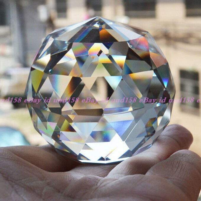 Asian Rare Natural Multi Faceted Clear Magic Crystal Healing Ball Sphere