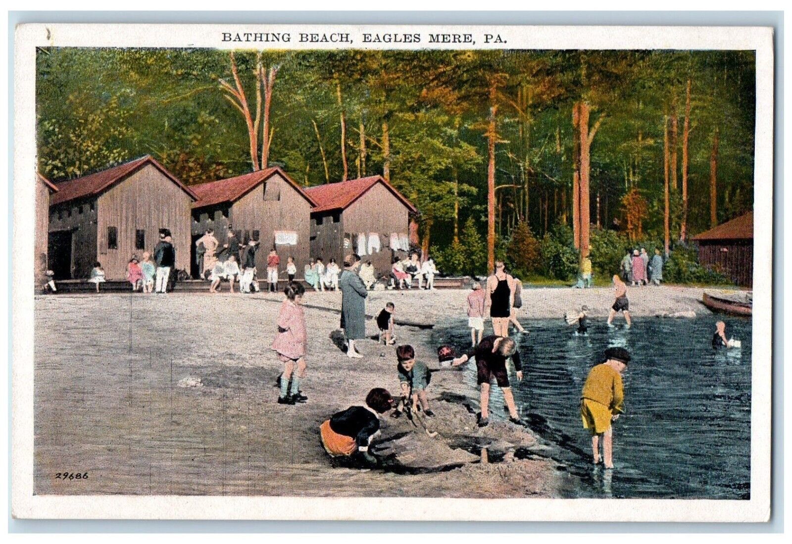 c1930\'s Bathing Beach Eagles Mere Pennsylvania PA Unposted Vintage Postcard