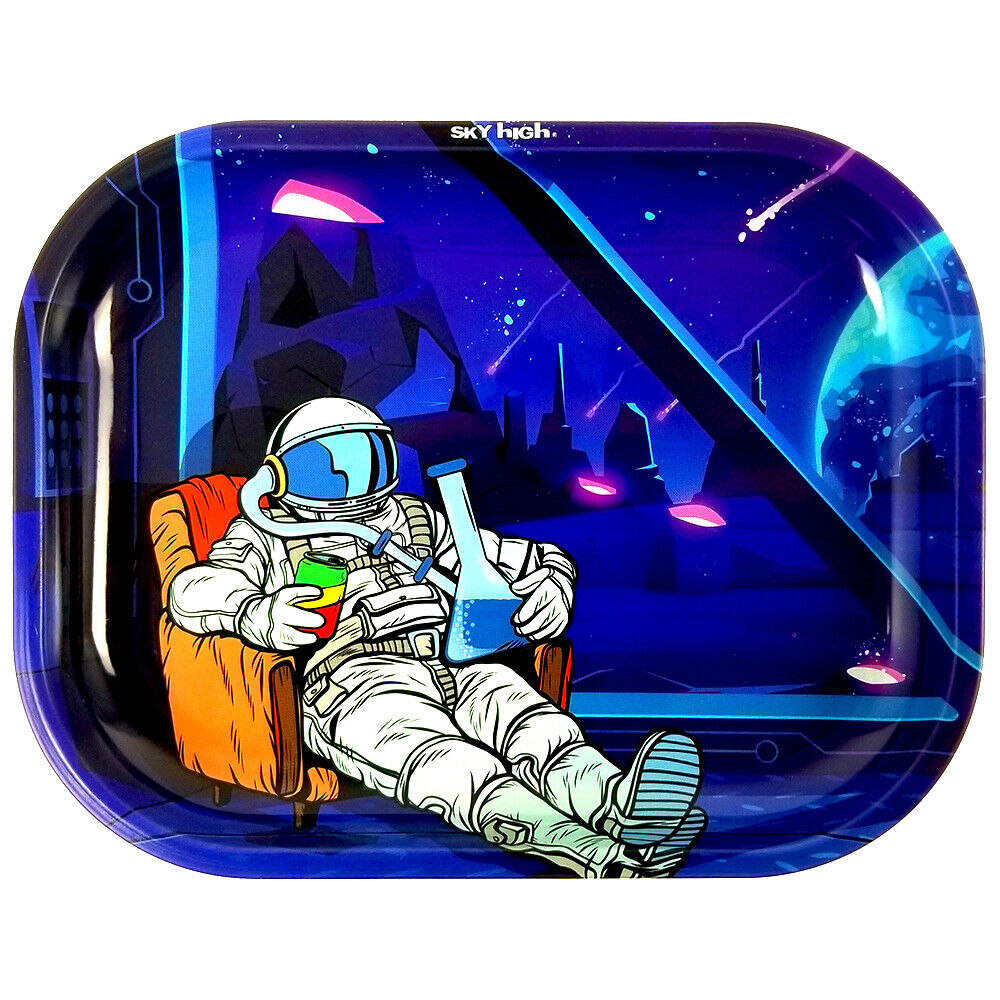 Astro Chillin\' | Spaced Out Premium Metal Rolling Tray - Small 7\