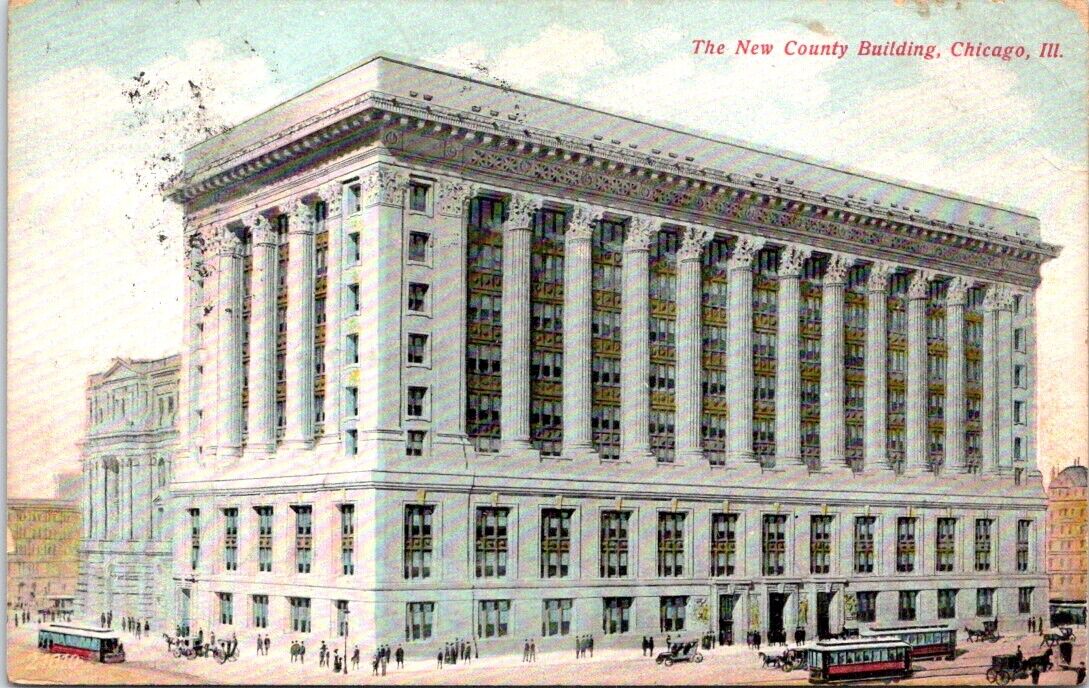 1907, New County Building, CHICAGO, Illinois Postcard - Souvenir Post Card Co.