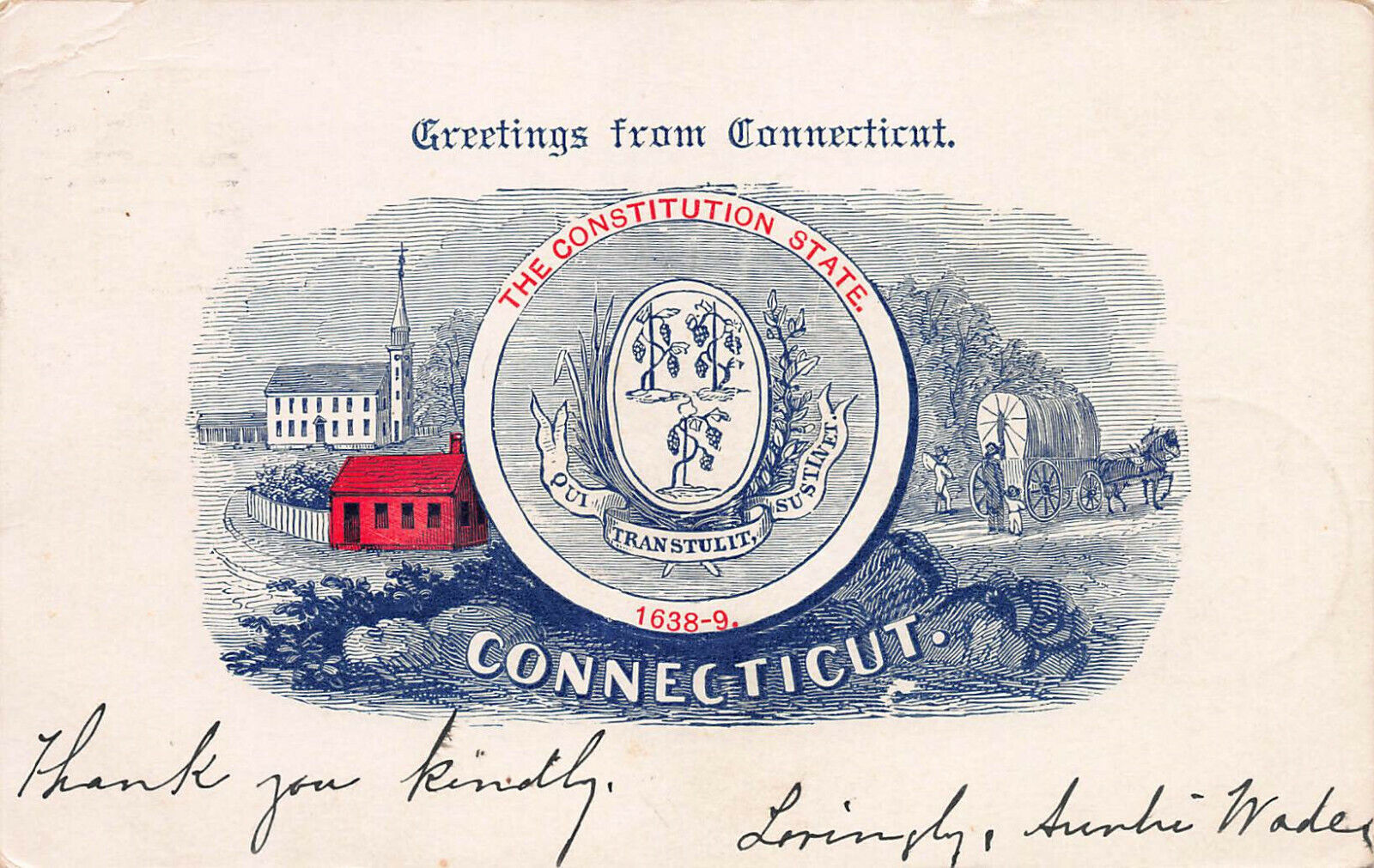 Greetings From Connecticut: The Constitution State, 1905 Private Mailing Card