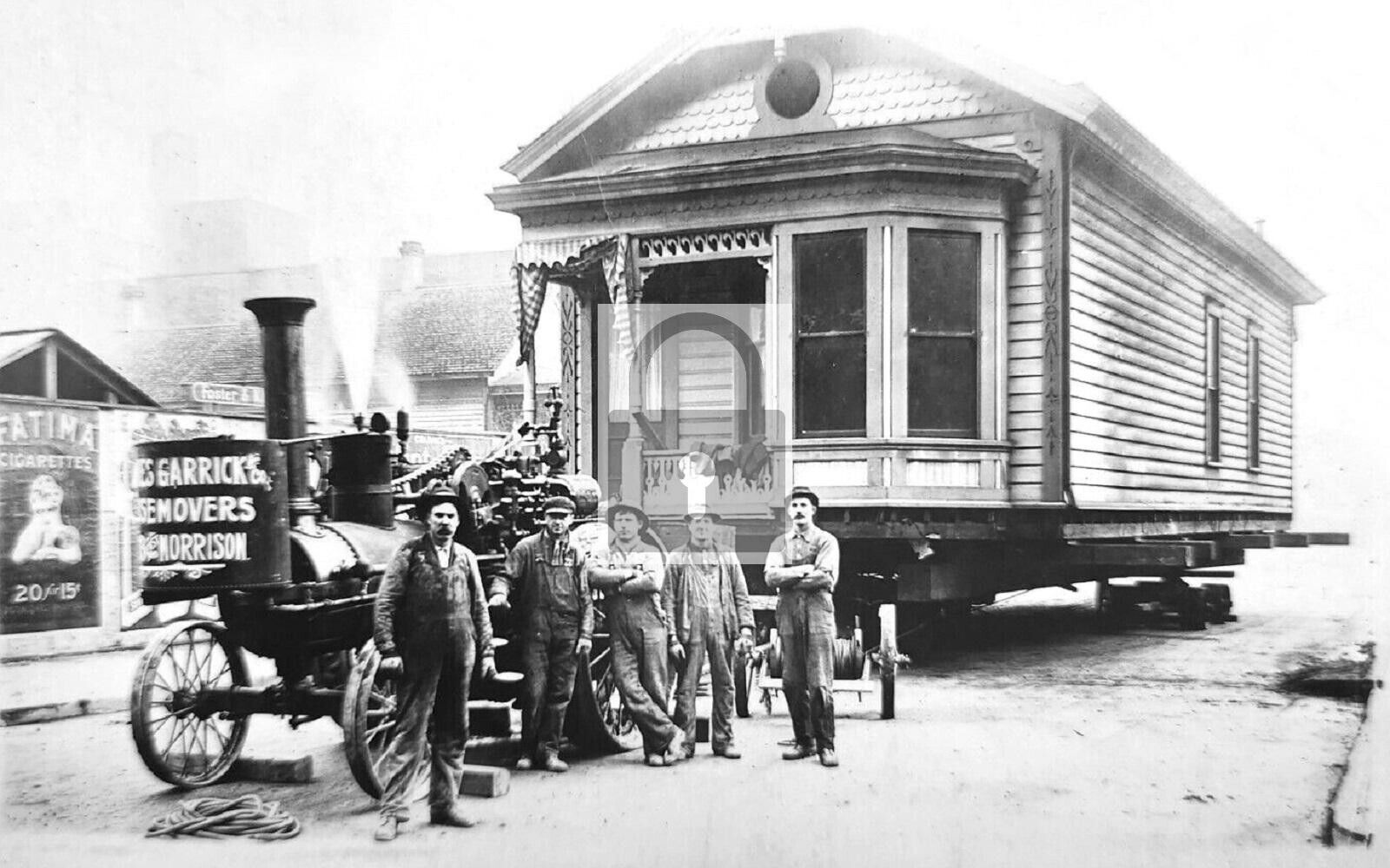 James Garrick Co Steam Tractor Moving House Portland Oregon OR Reprint Postcard