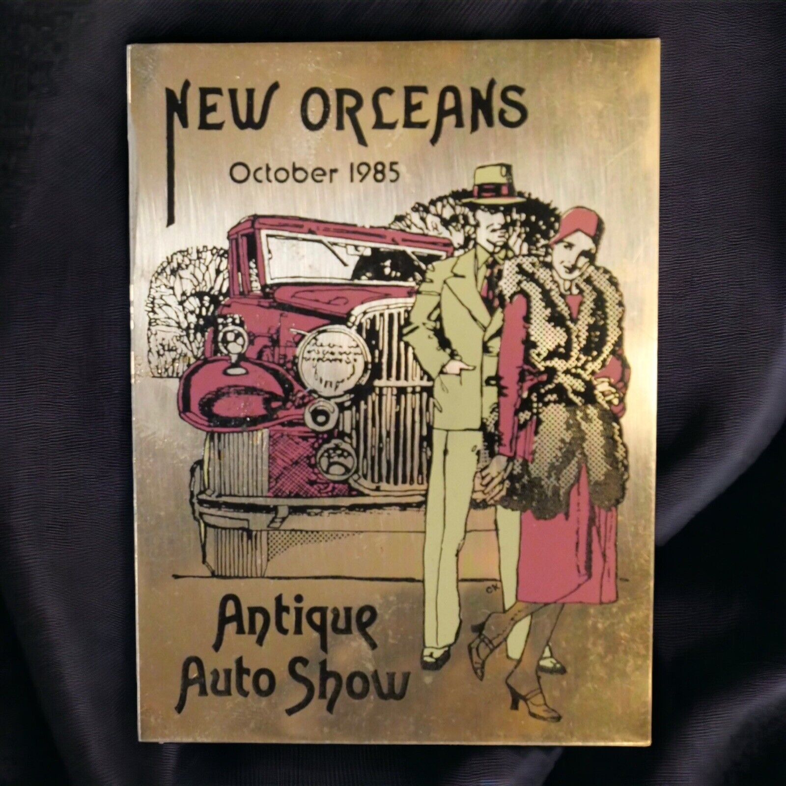Vintage October 1985 New Orleans Antique Auto Show Metal Plaque