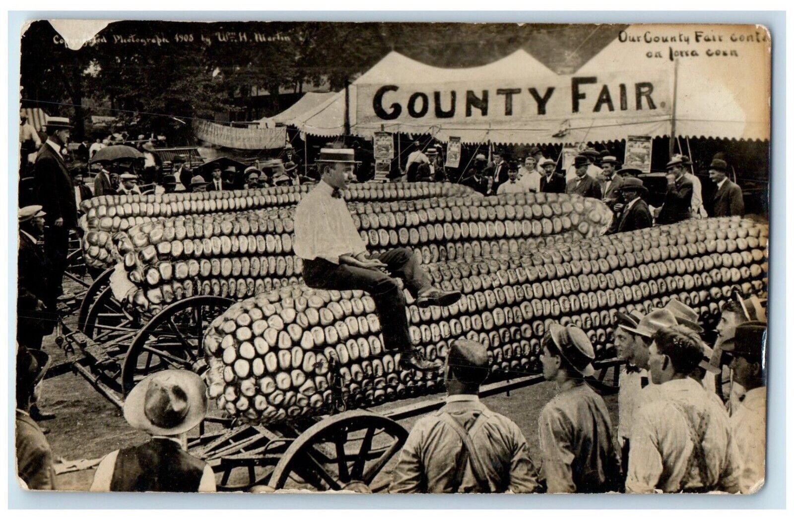 c1910\'s County Fair Exaggerated Corn Martin Iowa IA RPPC Photo Antique Postcard