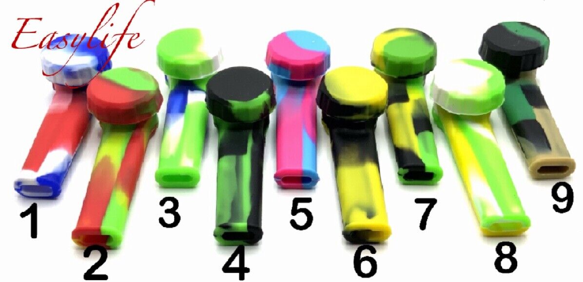 Silicone Smoking Pipe with Metal Bowl  (9 Colors You Choose) US SELLER 