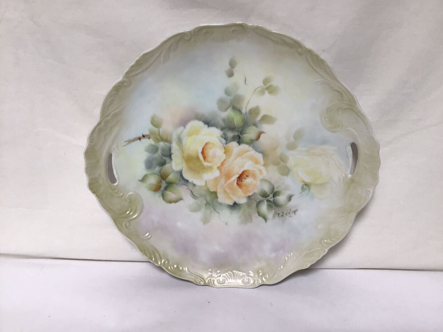 RR98 Large Vintage Multicolor Hand Painted Beautiful Porcelain Plate For Gift