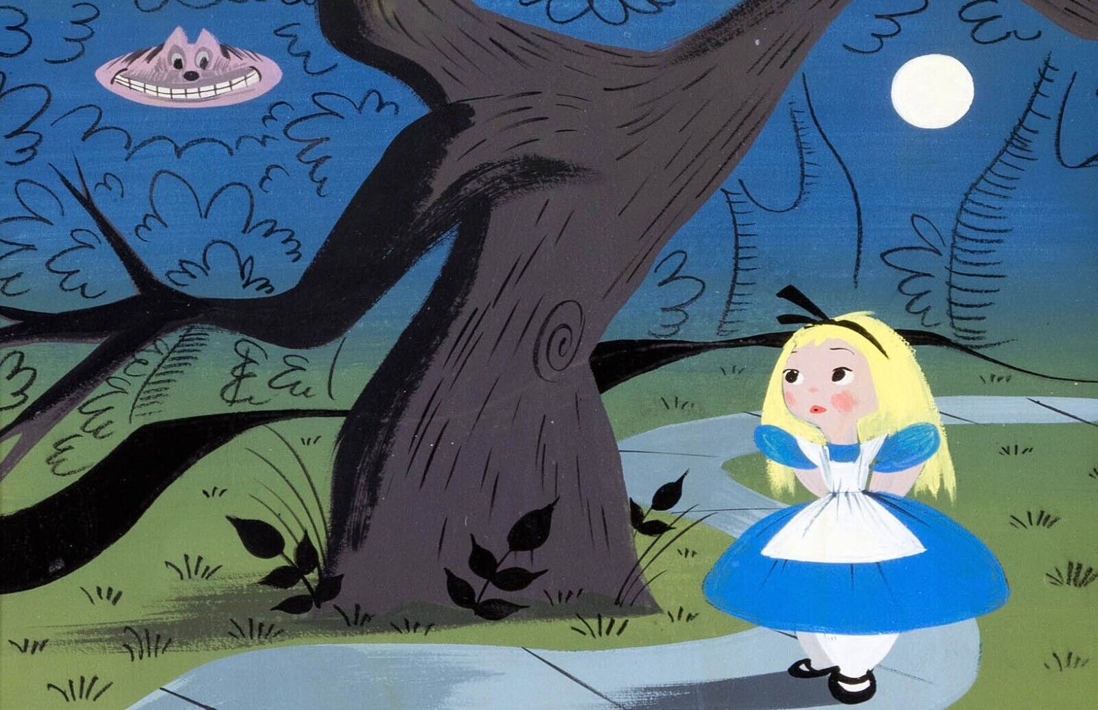 Mary Blair Disney Alice in Wonderland Cheshire Cat in the tree Poster