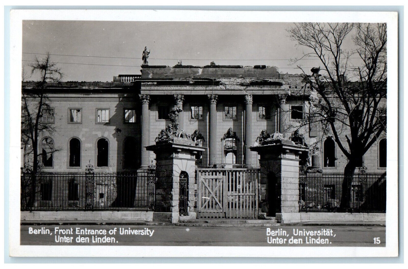 c1960's Front Entrance of University Berlin Germany RPPC Photo Postcard