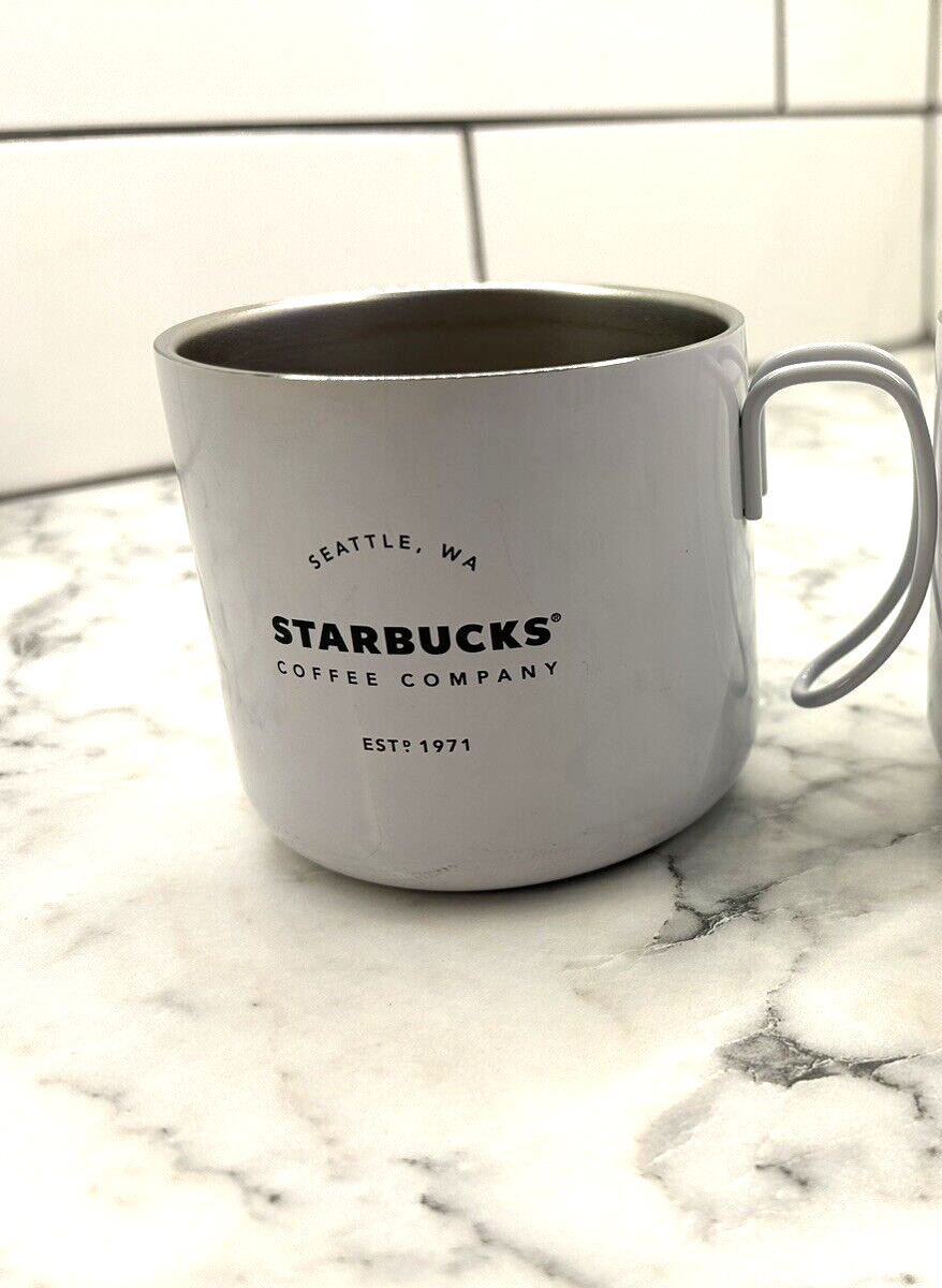 Starbucks Gatherings 12oz White Metal Stainless Steel Camping Wire Cup